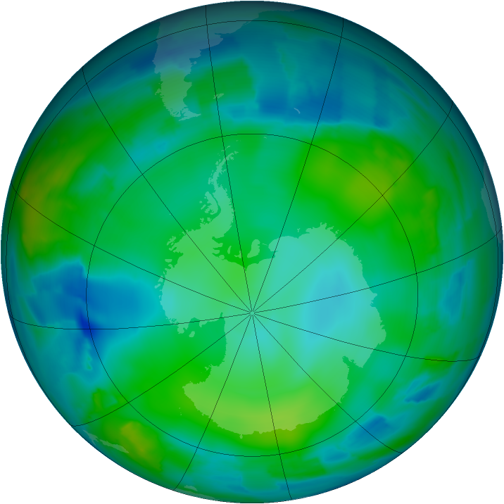 Antarctic ozone map for 28 May 2012
